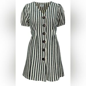 J.O.A. Dark Green and Cream Striped Mini Dress